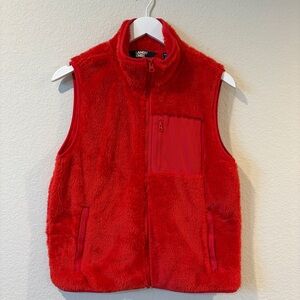 Lands’ End Women’s Red Fleece Front Zip Vest - XS-P